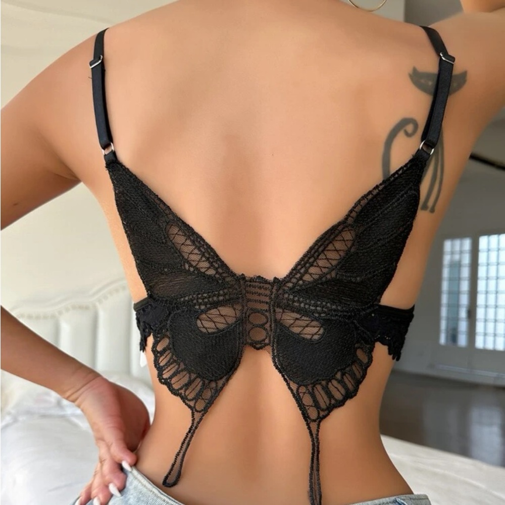 Rebellious Rose Black Butterfly Lace Bralette